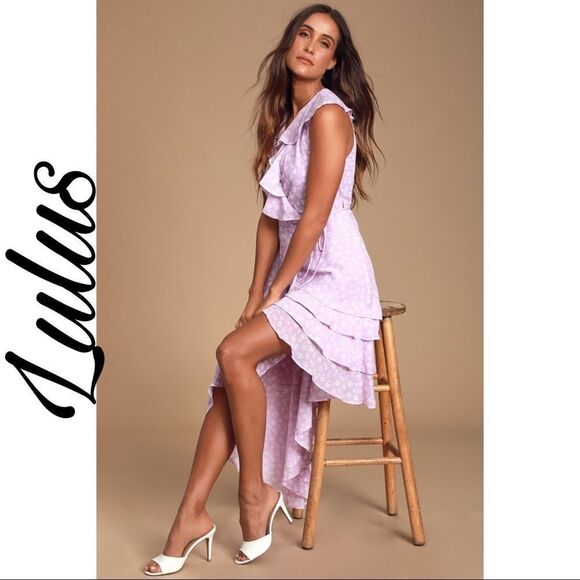 ✨CORNELIA LAVENDER FLORAL RUFFLED WRAP DRESS✨ - Picture 1 of 8